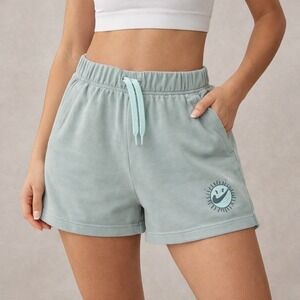 Nike Sun Club Sweat Shorts Blue Youth Large Fits Women XS Petite Coastal Summer